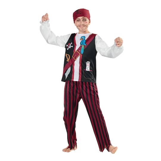 Large Red &#x26; Black Pirate Boy&#x27;s Costume